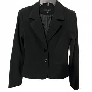 BCX Women's Classic Black Office Career Preppy Tailored Two Button Blazer Medium